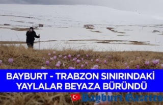 Bayburt - Trabzon sınırındaki yaylalar beyaza büründü