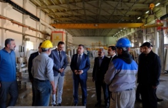 Vali Mustafa Eldivan, Doğal Taş Fabrikasında incelemelerde bulundu