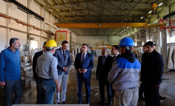 Vali Mustafa Eldivan, Doğal Taş Fabrikasında incelemelerde bulundu